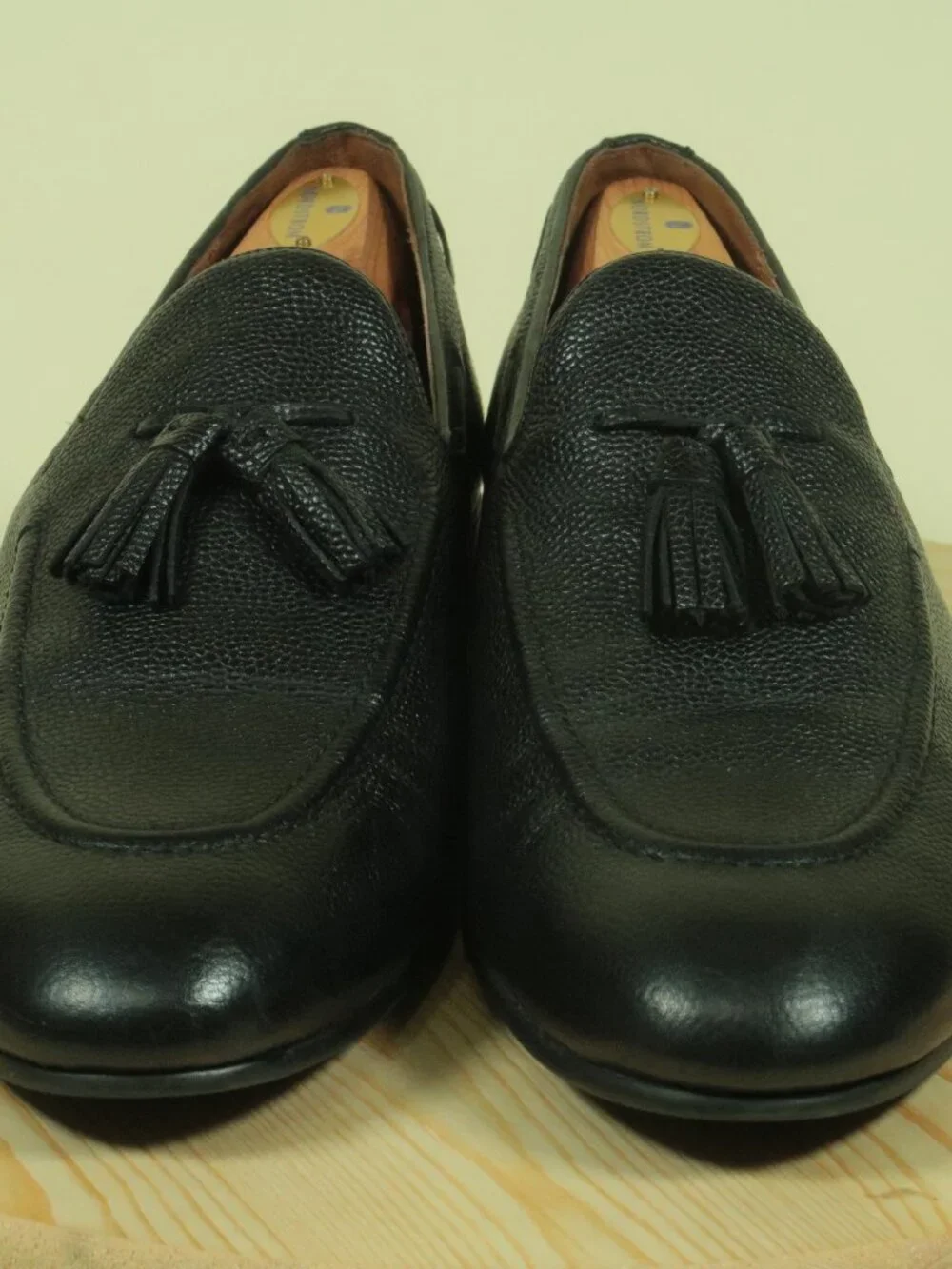 Allen Edmonds Presley Tassel Loafers Shoes Mens 13D Black Pebble Grain Leather